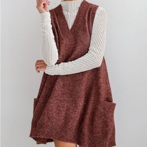 Rust Sleeveless Knit Sweater dress